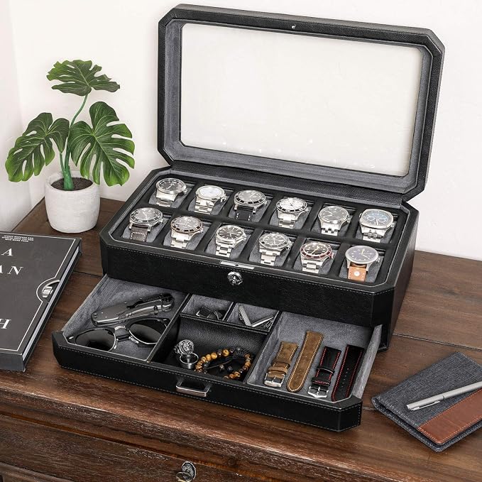 ROTHWELL 12 Slot Leather Watch Box - Image 3