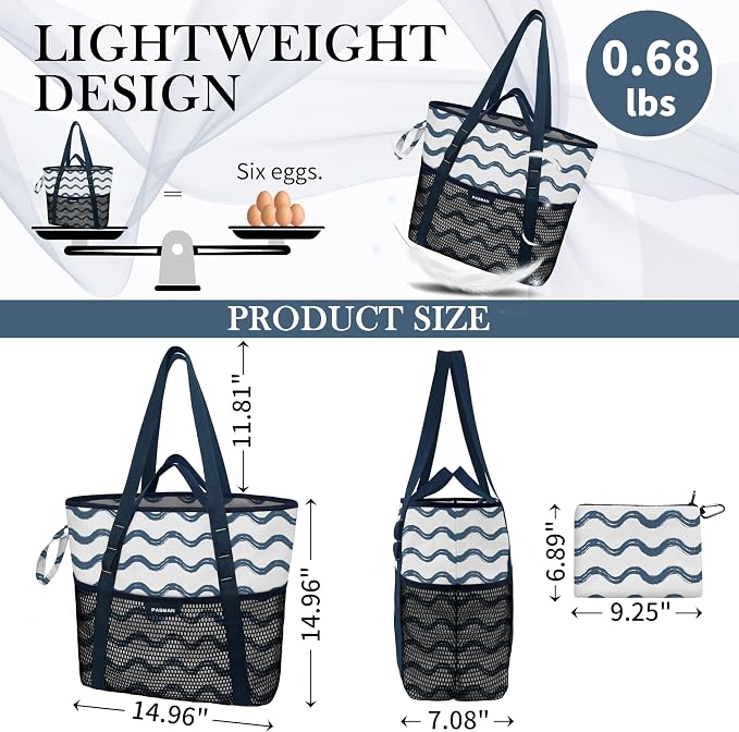 Beach Bag with Zipper - Image 3