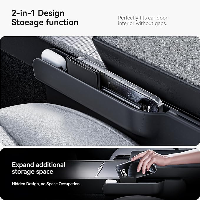 YONZEE 2-in-1 Car Steering Wheel Desk Tray & Car Seat Gap Filler Organizer – - Image 3