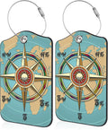 Nautical Compass Retro World Map Luggage Tag by Unknown