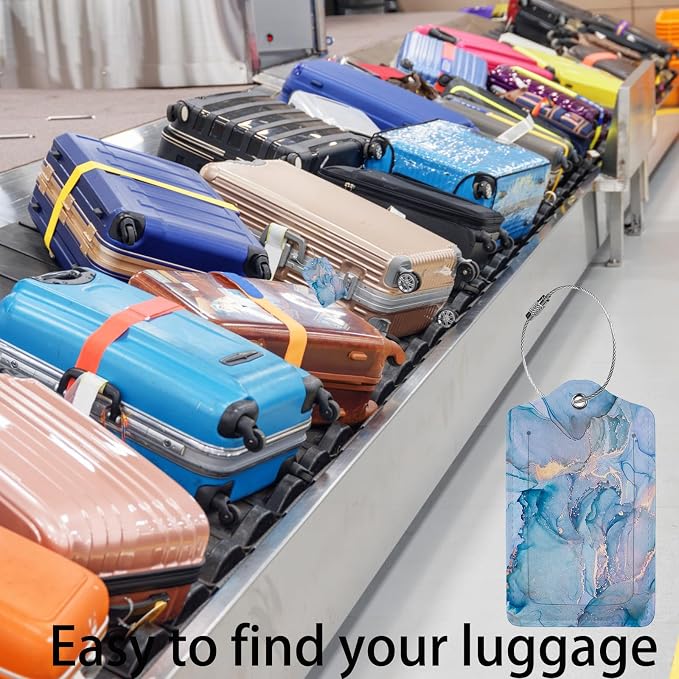 Blue Gold Marble 2 Pack Luggage Tag - Image 5