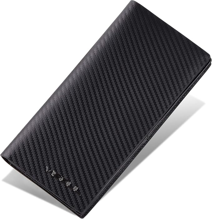 VISOUL Mens Leather Long Checkbook Bifold Wallets - Image 2