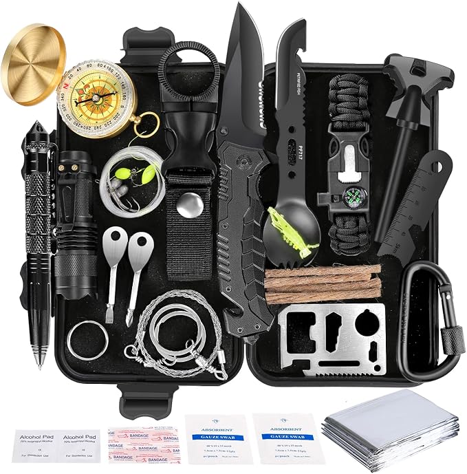 Survival Kit 35 in 1, First Aid Kit, Survival Gear, Survival Tool Gifts by Angieast