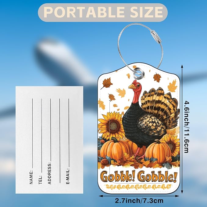 2 Pack Autumn Turkey and Pumpkin Luggage Tags - Image 2