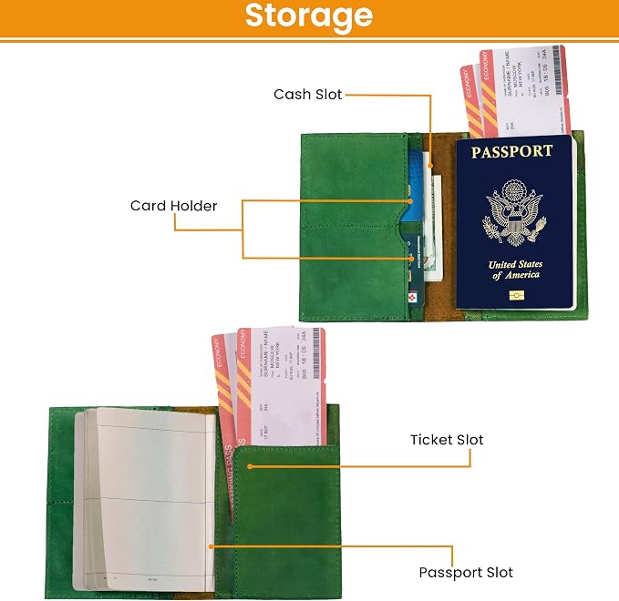 LEATHER VILLAGE Leather Passport Holder Cover – Travel Wallet - Image 2