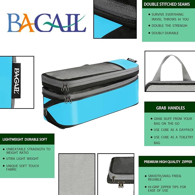 BAGAIL 4 Set/6 Set/8 Set Compression Packing Cubes Travel Accessories - Image 3