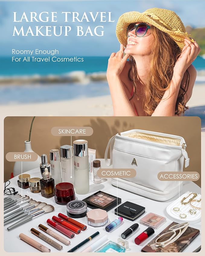 Bridesmaid Proposal Gifts, Initial Large Makeup Bag, Personalized Double Layer - Image 2