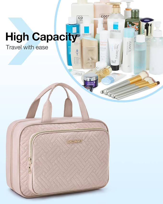 BAGSMART Travel Toiletry Bag Hanging Travel Makeup Organizer Cosmetic Bag - Image 7