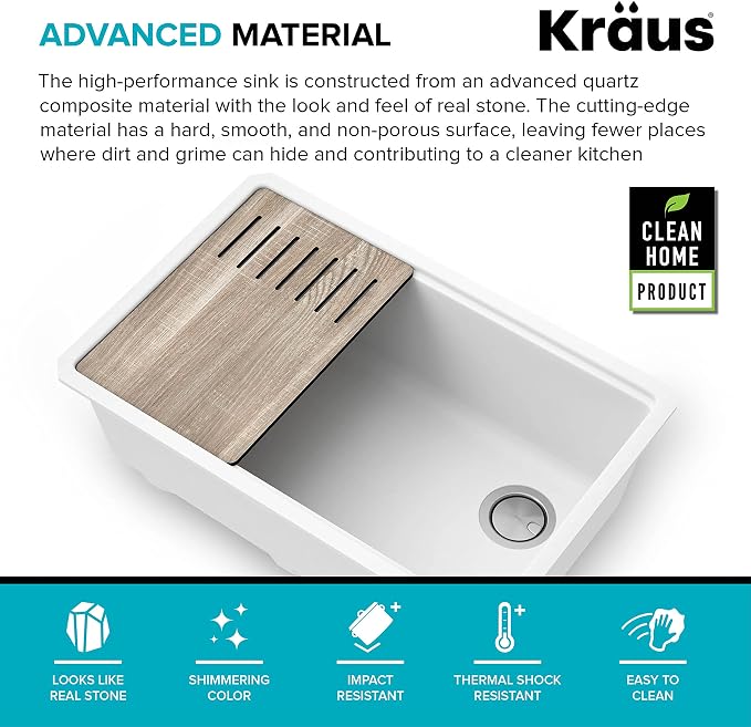 KRAUS Bellucci 30” in. Undermount Workstation Granite Kitchen Sink in White - Image 7