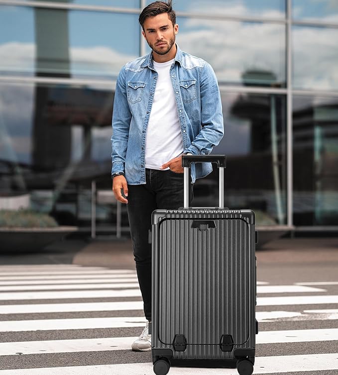 feilario 20in Aluminium Frame PC Hard Shell Spinner Wheels Luggage, Built-In - Image 8
