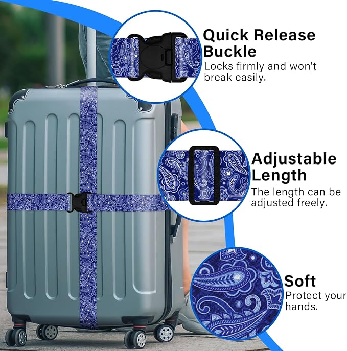 2 Pack Luggage Straps for Suitcases, Adjustable Travel Belt - Image 3