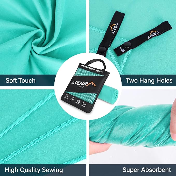 APEXUP Microfiber Travel Towel, Ultra Absorbent Quick Dry Towels, Lightweight - Image 2