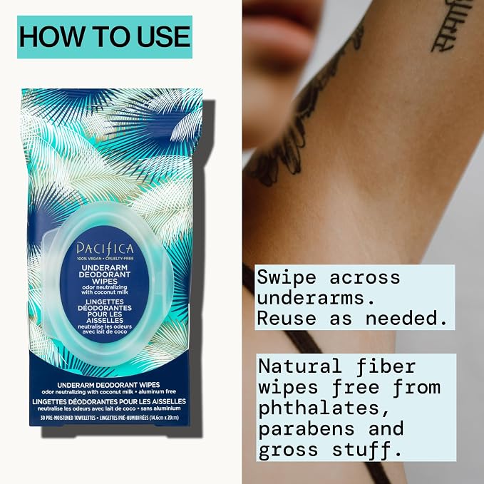 Pacifica Beauty Coconut Milk & Essential Oils Underarm Deodorant Wipes - Image 8