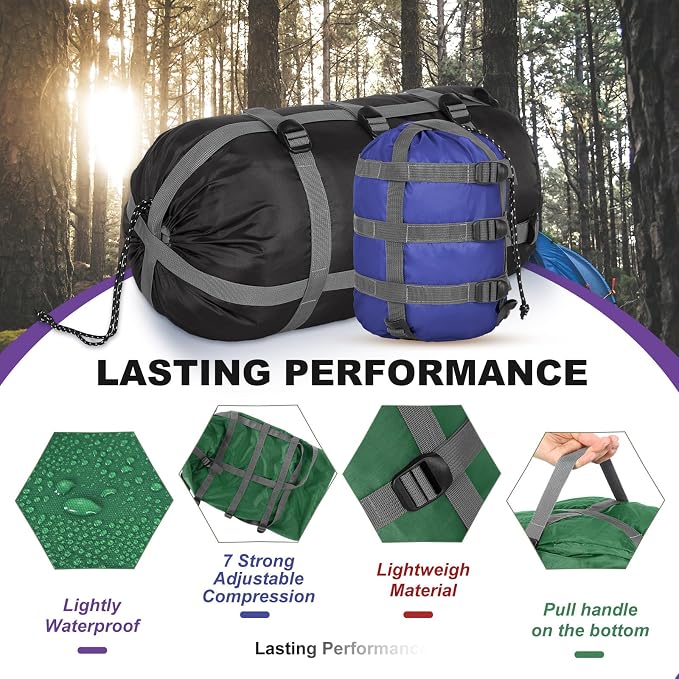 5 Pack Compression Stuff Sack 5 Assorted Size Sleeping Bag Stuff Sack - Image 3