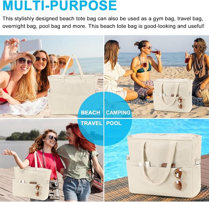 Beach Pool Bags Tote for Women Ladies Large Gym Tote Carry On Bag - Image 7