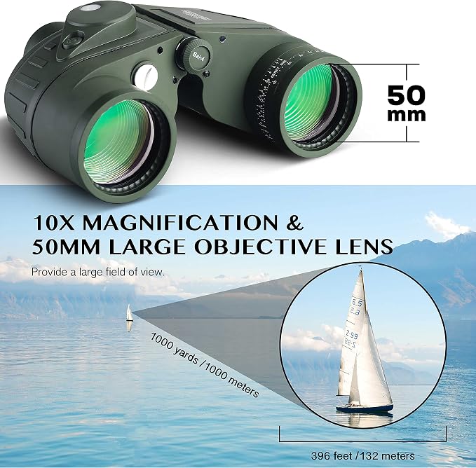 AOMEKIE Marine Binoculars for Adults 10x50 Waterproof Binoculars - Image 2