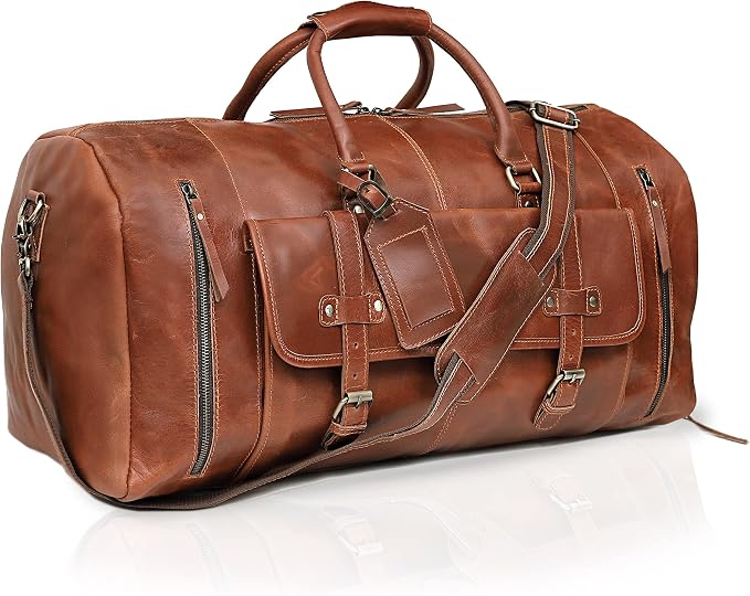 20 Inch Leather Duffle Bag Handmade Rustic Overnight Weekend Bag - Image 5