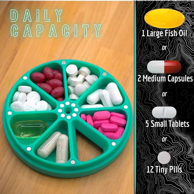 Travel RX Pill Case by Type Two Labs – Weekly 7 Day Pill Box, Compact Magnetic - Image 2