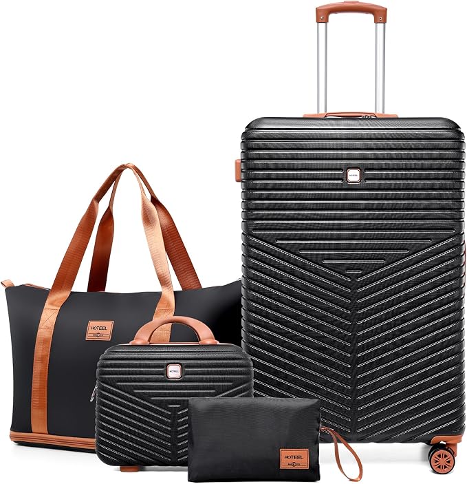 Hoteel 4 Piece Luggage Set Carry on ABS+PC Hard Shell Suitcase by HOTEEL