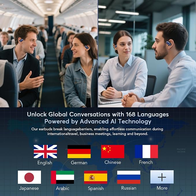 168 Languages AI Live Translation Earbuds, 4-in-1 Smart Mode Bluetooth 5.4 - Image 5