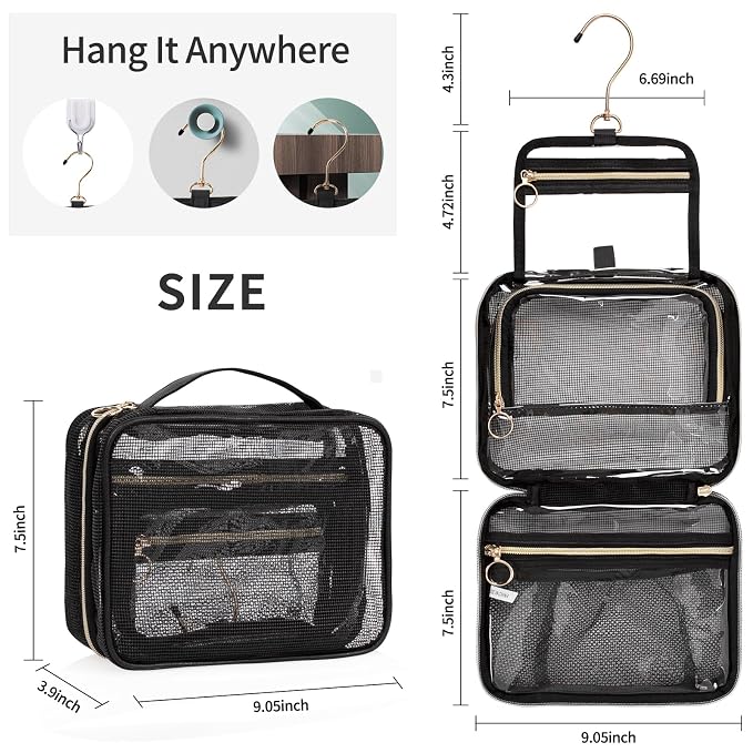 CUBETASTIC Mesh Shower Bag, Hanging Travel Toiletry Bag - Image 7