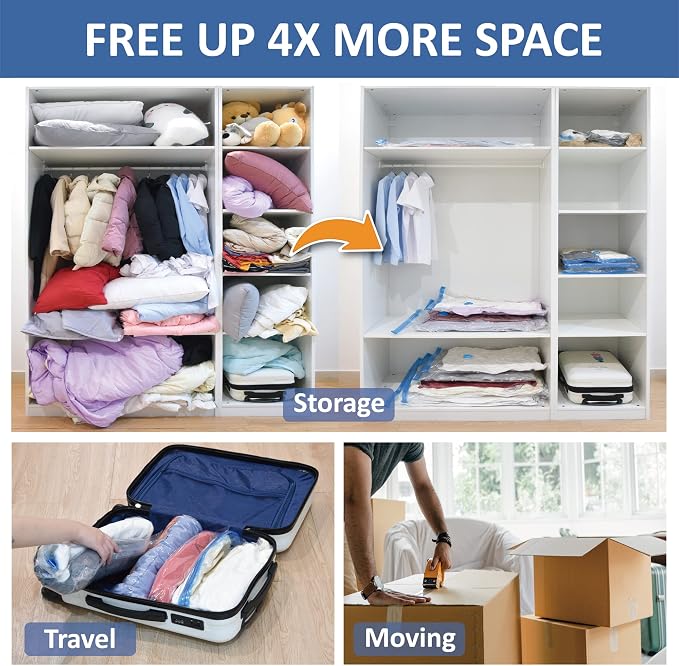 8 Jumbo Vacuum Storage Bags, Space Saver Bags Compression Storage Bags - Image 3