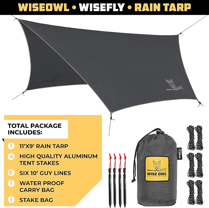 Wise Owl Outfitters Hammock Rain Fly – Waterproof Camping Tarp Cover - Image 2