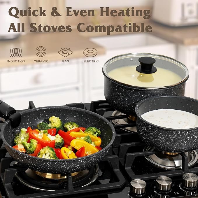 17 Pcs Pots and Pans Set Non Stick, Cookware Sets - Image 6