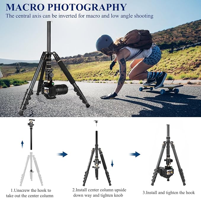 77" Aluminum Camera Tripods & Monopods, Victiv Compact Travel Tripod - Image 7
