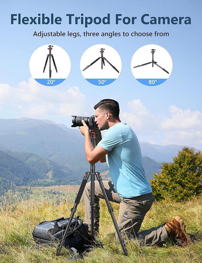 78" Porfessional Tripod for Camera, Victiv Aluminum Camera Tripod Monopod for - Image 6