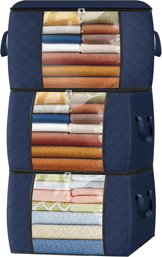 Fab totes 24 Gallons Clothes Storage, Foldable Thick Fabric Blanket Storage Bags by Fabtotes