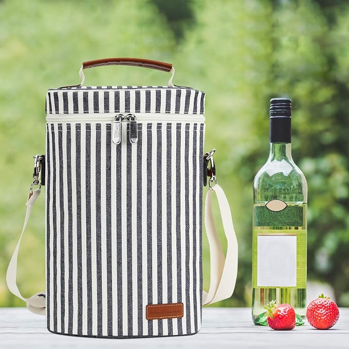 ZORMY 2 Bottle Wine Tote Carrier, Dark Blue, 750 mL Capacity, Polyester Material - Image 9