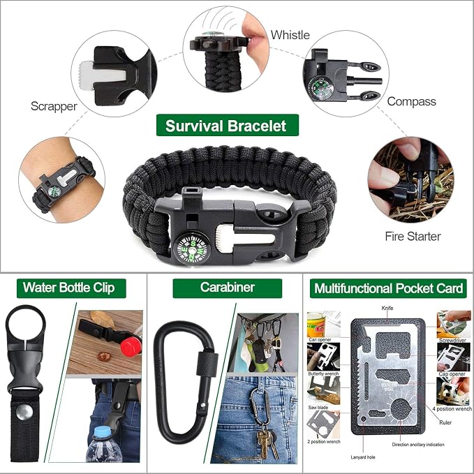 Survival Kit 35 in 1, First Aid Kit, Survival Gear, Survival Tool Gifts - Image 5