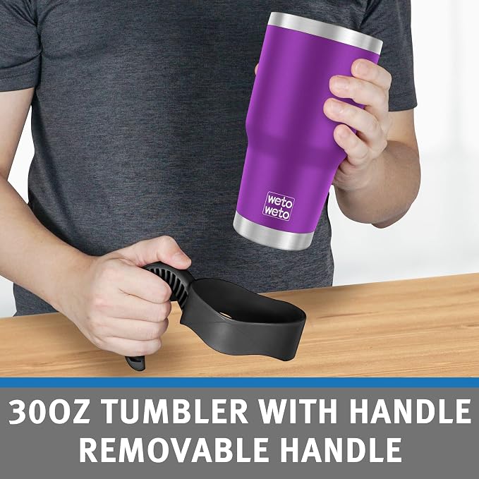 WETOWETO 30 oz Tumbler with 2 Lids and 2 Straws, 18/8 Stainless Steel Vacuum - Image 4