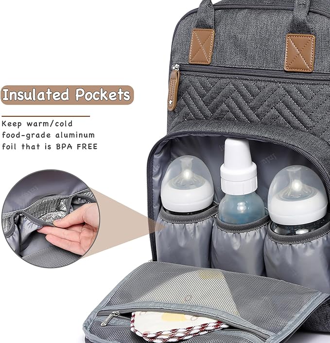 iniuniu Diaper Bag Backpack, 4 in 1 kit Large Unisex Baby Bags - Image 2
