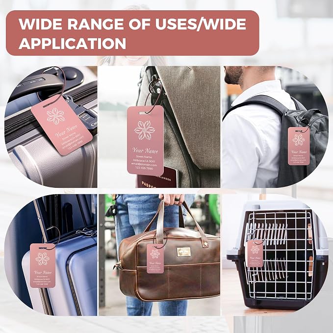 Personalized Luggage Tags, Custom Luggage Tags 4 Pack TSA Approved Double Sided - Image 7