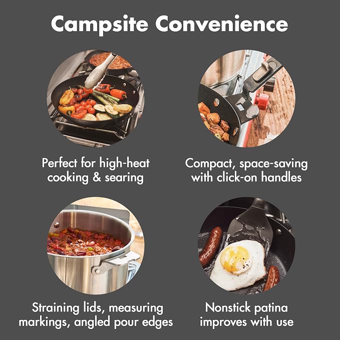 OXO Outdoor 8 Piece Camping Cookware Set, 2.25QT and 5QT Stainless Steel - Image 5