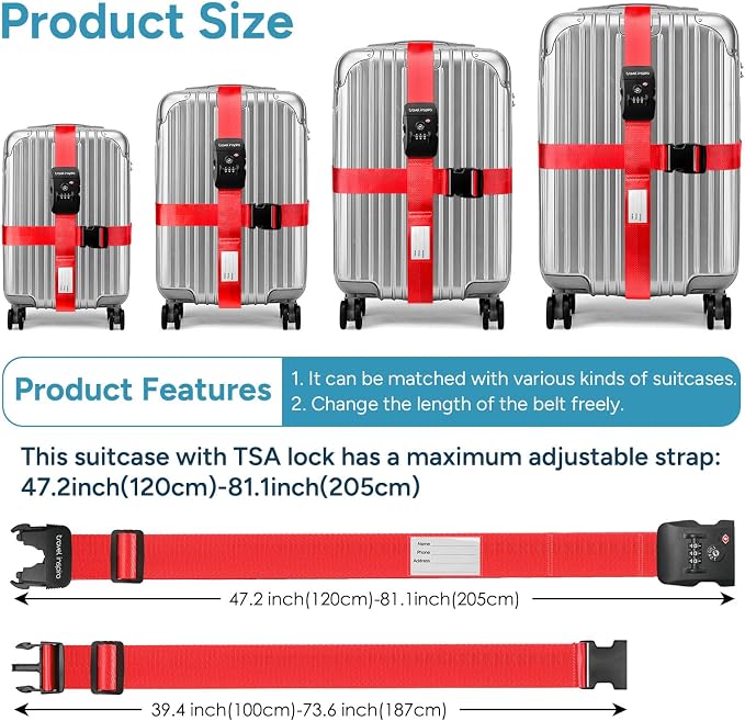Travel Inspira TSA Lock Luggage Straps - Image 3