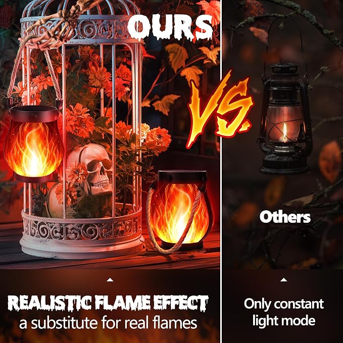 Halloween Solar Flame Lantern Hanging Outdoor Waterproof Purple - Image 6