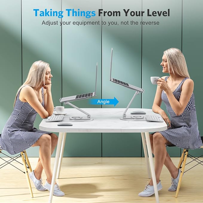 Adjustable Laptop Stand with 360 Rotating Base, OMOTON Ergonomic Laptop Riser - Image 7