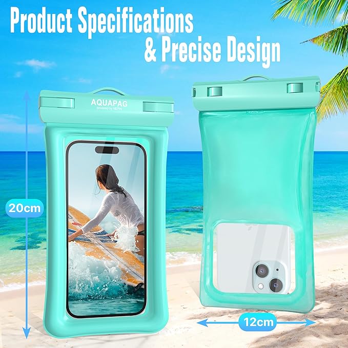 NEPHI IP68 Waterproof Phone Pouch 2 Pack-Up to 8.0"，Adjustable Neck Lanyard - Image 3