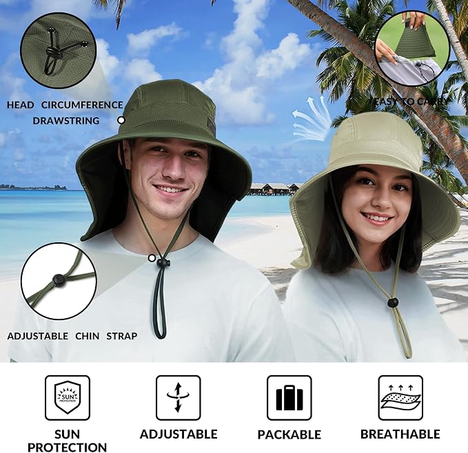 Sukeen Cooling Sun Hat for Men Women UPF50+ Wide Brim Fishing Hat - Image 5