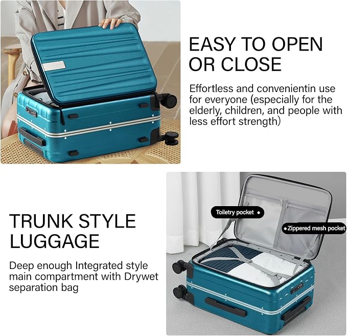 Hanke 26 Inch Large Luggage Suitcase Top Opening Aluminum Frame Tsa Luggage - Image 4