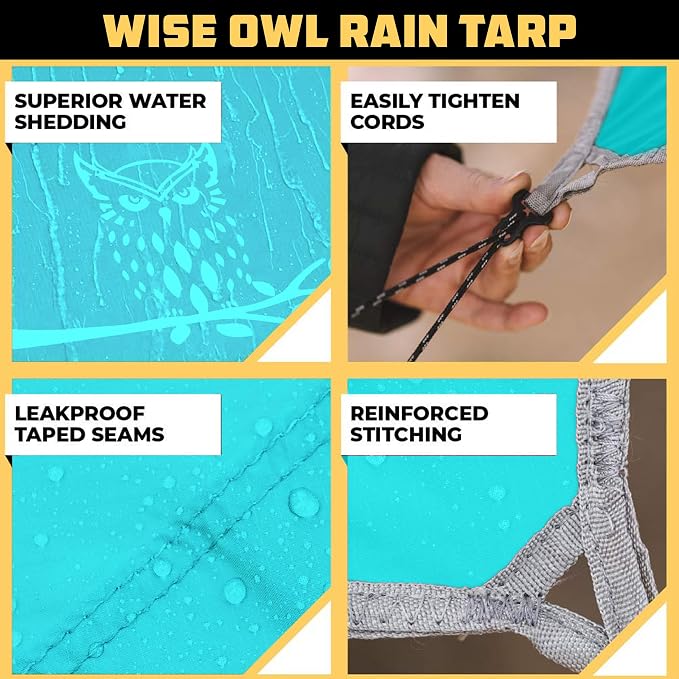 Wise Owl Outfitters Hammock Rain Fly – Waterproof Camping Tarp Cover - Image 3