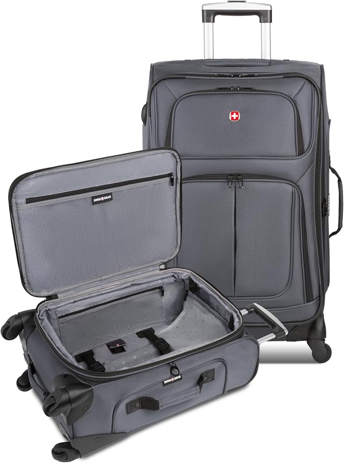 SwissGear Sion Softside Expandable Luggage, Dark Grey, 2-Piece Set - Image 7