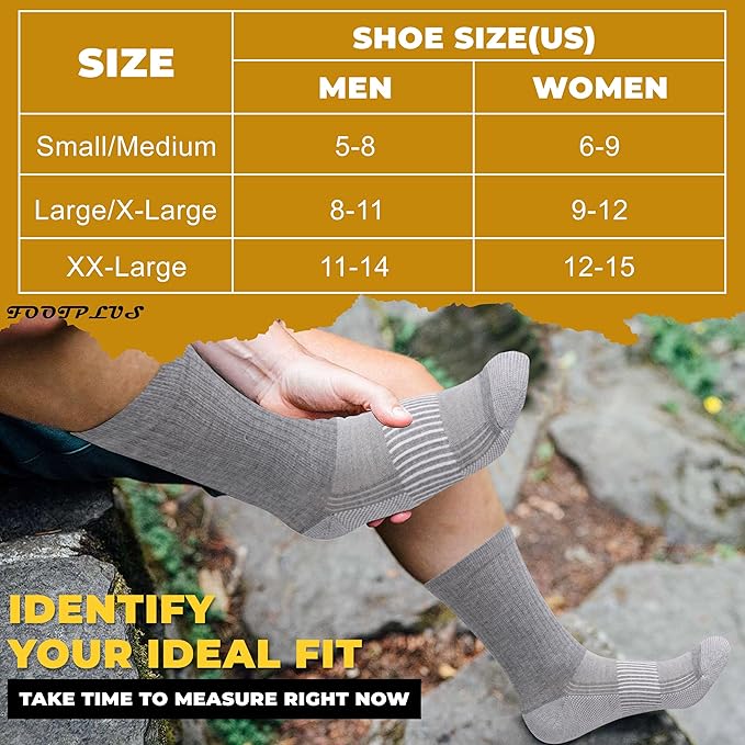 FOOTPLUS Hiking Copper Compression Socks, Unisex Cushioned Sole Arch Support - Image 3