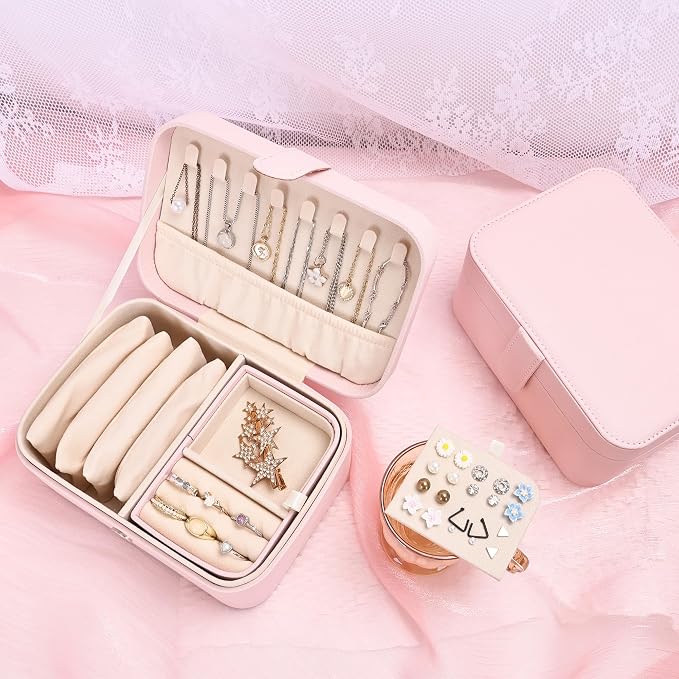 2 Layer Portable Jewelry Box, Large Jewelry Travel Case - Image 6