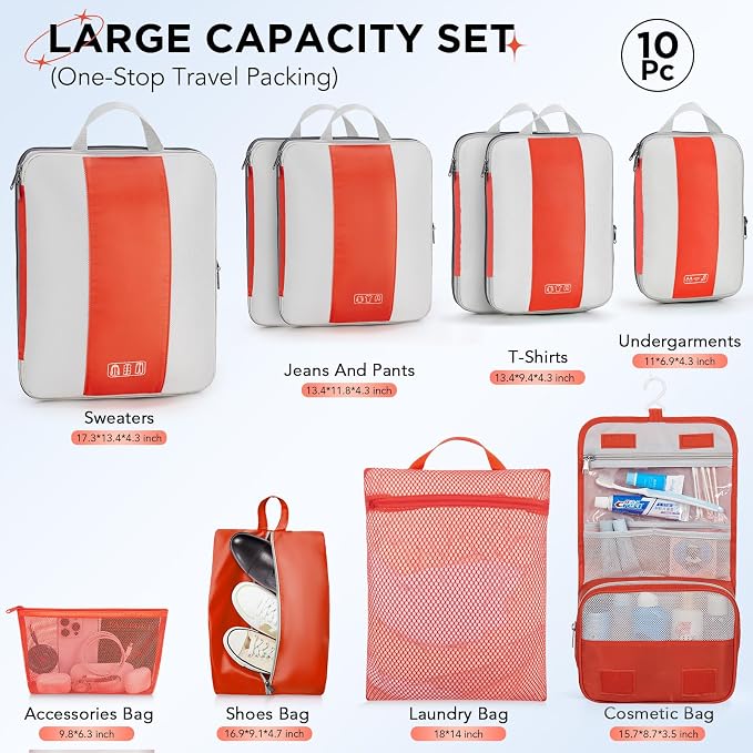 10 Set Compression Packing Cubes - Image 2