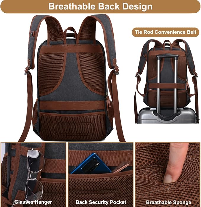 Mactso Canvas Travel Laptop Backpack - Image 4