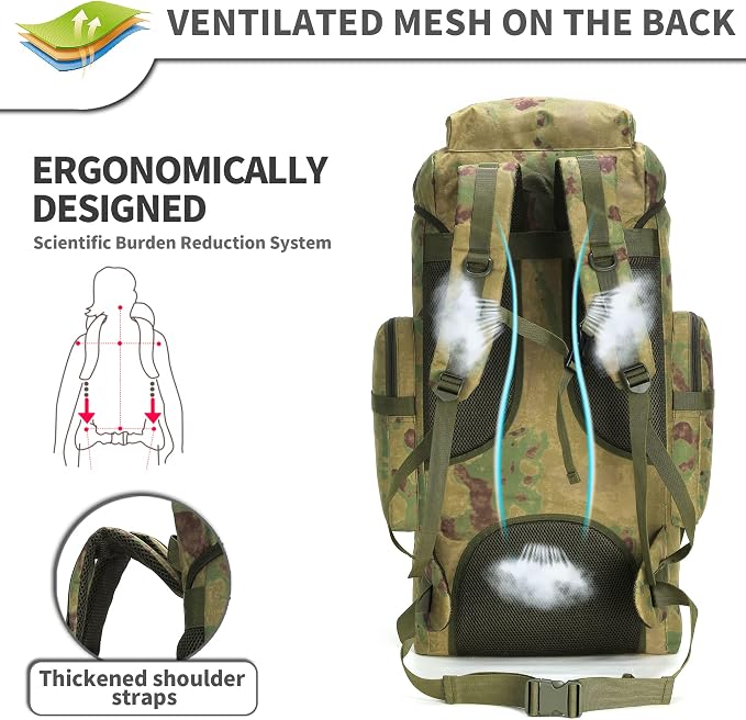 King'sGuard 70L Camping Hiking Backpack Tactical Backpack Military Molle - Image 5